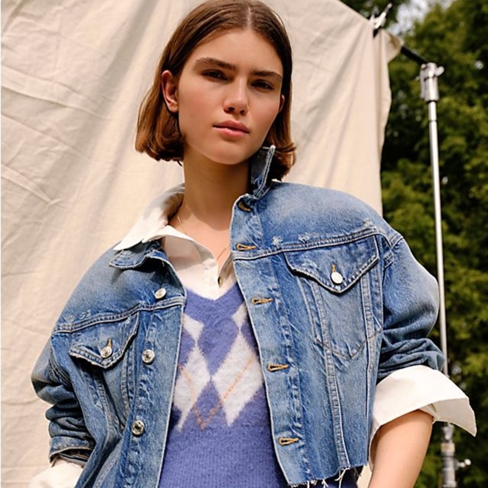 Free People Amelia Slouchy Denim Trucker Jacket